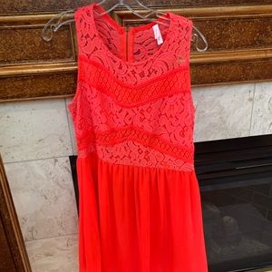 xhilaration lace chiffon pink dress